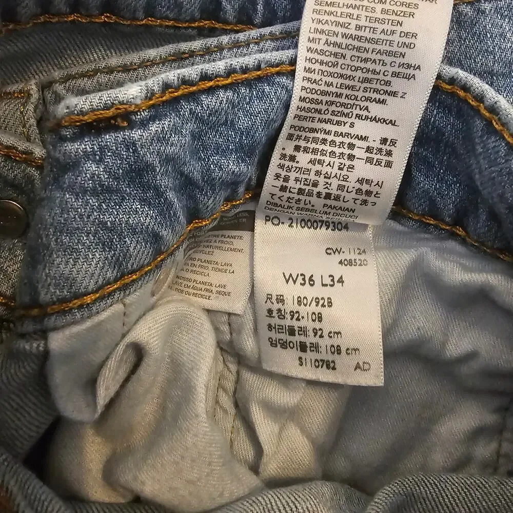 Levi’s 505 Jeans Men’s 36x34 Light Wash Regular Fit Straight Leg Denim